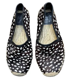 Tory Burch Shoes‎ Womens Size 6 Brown Fur Espadrille Flats Animal Print Casual thumbnail 1