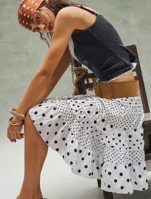 Boutique White and Black Midi Skirt thumbnail 1