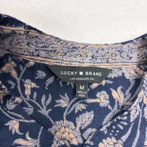 LUCKY BRAND Top Blue Pink Floral Pin-tucked Front Boho 3/4 sleeve shirt size‎ M thumbnail 11