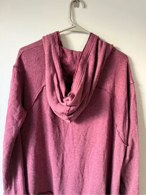Free People Full Zip Sweatshirt Ruffle Flowy Hippie Boho Red Pink Size S M thumbnail 10