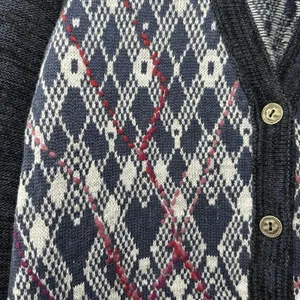 Free People Foxtrot Argyle Knit Cardigan Sweater Women's L Wool Blend‎ Preppy thumbnail 11