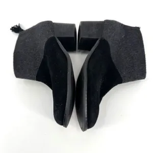 Toms Leila Wool Felt Ankle Booties Size 7.5 Boots Leather Suede Black &‎ Gray thumbnail 5