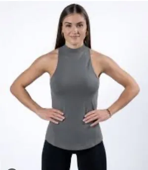 Alphalete Women's Premium Mockneck Tank - Stone Grey , Size Large thumbnail 1