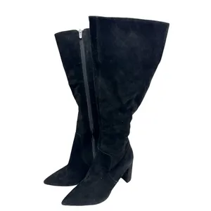 Nine West Black Suede Knee High Boots Pointed Toe Block‎ Heel Size 6.5 thumbnail 3