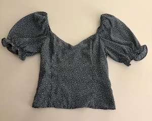 Abercrombie Navy with White Polka Dots Blouse thumbnail 1