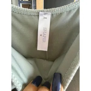 SHAPER Sage Green Ribbed Bodycon Mini‎ Dress Built-In Shorts Size Medium thumbnail 3