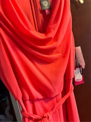 Vince Camuto Red Draped Belted jumpsuit thumbnail 3
