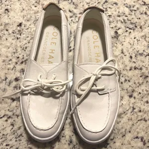 Cole Haan Boat Shoes Womens 8B White Leather Grandseries Nautical W20439 Loafers thumbnail 2