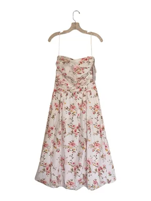 NWT Women's Smocked Strapless Midi Dress Cotton Floral Small thumbnail 3