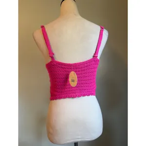 Pink Crochet crop top festival boho fairy NWT y2k costume retro hippie bohemian thumbnail 5