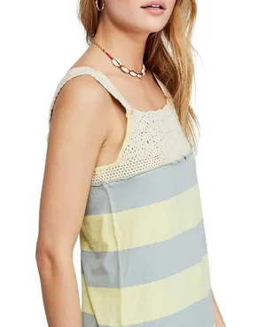 Free People Womens Luca Linen Blend Crochet Tank Top thumbnail 1