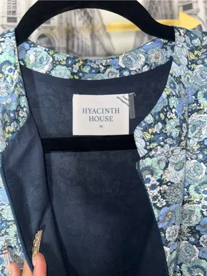 Hyacinth House Ellie Blue Multi Floral Zip Front Mini Dress Womens XS EUC thumbnail 8