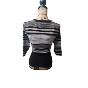 Vintage‎ G.A.S. Co. Women's Knitted Tank Top & Striped Crop Top Set Size S Black thumbnail 2