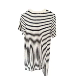 PerfectWhiteTee Striped Cotton T-Shirt Dress Small Cream Navy Short Sleeve USA thumbnail 5