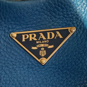 ADDITIONAL PHOTOS Prada Vitello Daino Moon Shoulder Bag Blue Leather Silver thumbnail 6