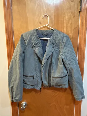 Women’s Gap quilted Canvas Moto Jacket Size 12 thumbnail 6