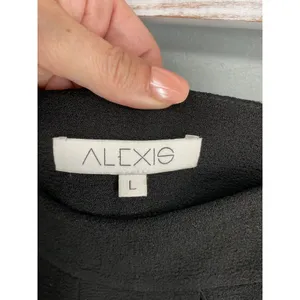 Alexis Womens Wide Leg Pants Black Cascading Ruffle Textured Crepe Size L thumbnail 7