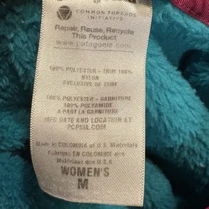 Patagonia Women's Teal Blue Magenta Hooded Snap Retool Fleece Pullover Sz Medium thumbnail 7