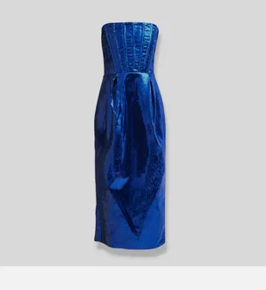 Bronx & Banco Women's Blue Sequined Strapless Corset Sheath Dress thumbnail 3