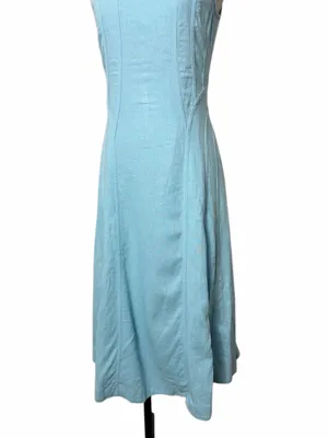 House of Harlow 1960 Linen Blend Light Blue Midi Dress thumbnail 2