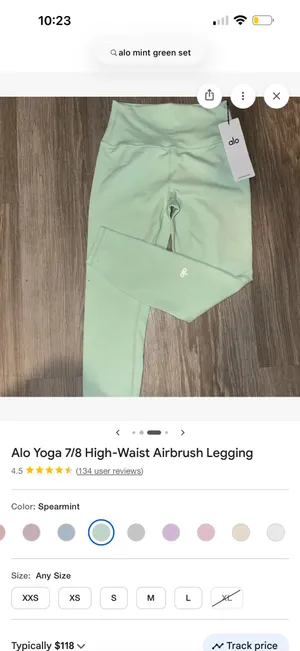 Alo yoga high waisted airlift 7/8 leggings spearmint xs thumbnail 7