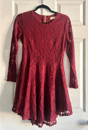 Altar'd State Burgundy Long Sleeve Dress thumbnail 1