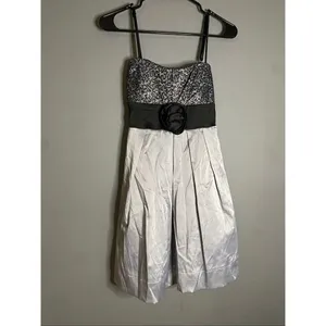 Speechless Black Silver Bow Spaghetti Strap Formal Dress Size 5 thumbnail 2