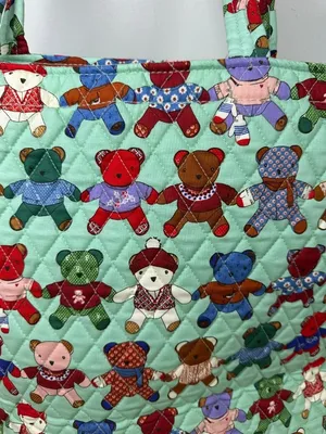 Vera Bradley Toasty Teddies Essential Grand Tote Quilted Cotton Teddy Bear Bag thumbnail 3