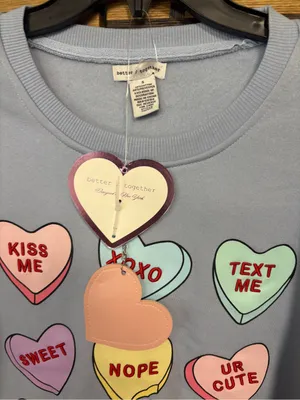 Better together blue Valentine’s Day candy heart sweatshirt size small thumbnail 4