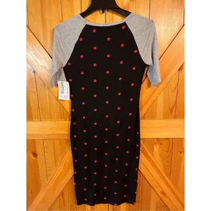 LuLaRoe Julia Dress Womens Black Red Polka Dot Midi Shirt Dress Size XXS nwt (33 thumbnail 6