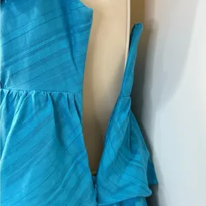 Vintage Trina Turk Y2K Ruffle Tiered Mini Dress 4 Blue Party Mermaid Whimsy Chic thumbnail 5