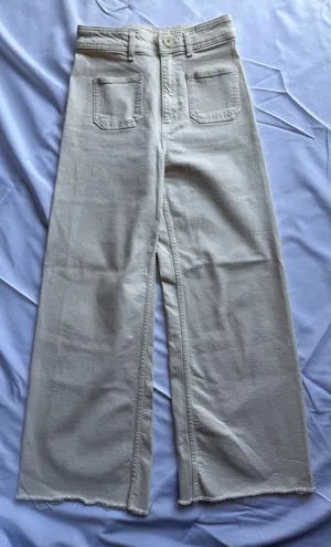 Zara Patch Pocket Marine High Waist Wide Leg Cream Jeans Size 6 thumbnail 1