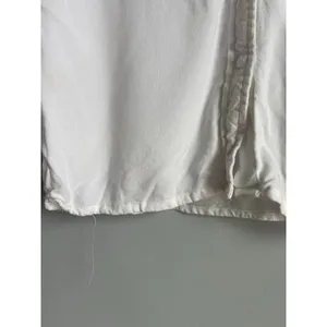 Sim & Sam White‎ Cream Rayon Short Sleeve Peter Pan Collar Button Down Blouse S thumbnail 4