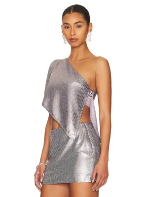 Gauge81 Moville Sequin Asymmetric Crop Top Lilac Womens Size Small thumbnail 3