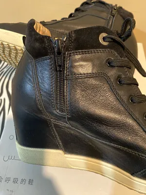 Black Leather Geox Wedge Sneakers 9 thumbnail 3