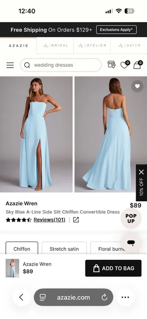 Azazie Baby Blue Bridesmaid Dress thumbnail 7