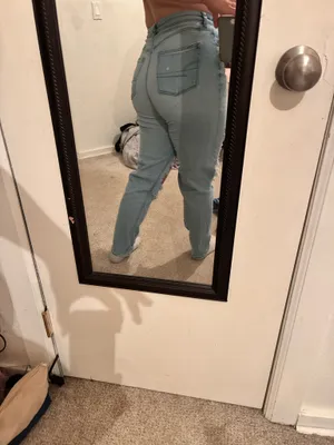 american eagle straight leg super stretch mom jeans thumbnail 6