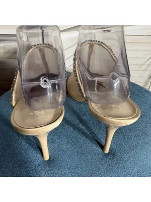 Zara sparkly mules shoes rhinestones mesh nude color pointed toe sz 8 39 thumbnail 4