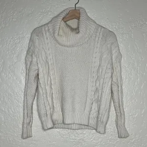 Madewell Women's Cable‎ Knit Turtleneck Sweater Antique Cream Size XS thumbnail 2