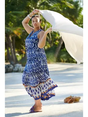 NWT Anthropologie Tiered Abstract Maxi in Blue Patterned Cotton Dress S thumbnail 6