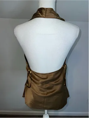Silk Express Brown Halter Tank Top M thumbnail 4
