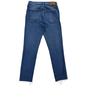 Denim Forum High Waisted Straight Leg Jeans Medium Wash Raw Hem Stretch Size 25 thumbnail 2