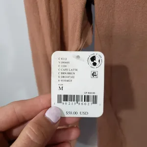 Free People Womens M Cafe Latte Cowl Neck Long Sleeve Layering Top NWT Brown thumbnail 3