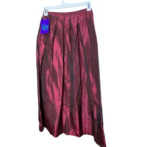 NWT Vintage Tofy‎ Burgundy Maxi Skirt Pleated Long Evening Formal Womens 8 thumbnail 8