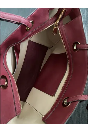 Michael Michael Kors East West Walsh Large Tote Bag Purse Burgundy Leather thumbnail 12