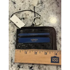 Vilenca‎ Holland Black Woven Leather Zip Around Wallet Keyring Boho Basket NEW thumbnail 3