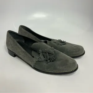 Stuart Weitzman‎ Guido gray leather tassel loafers women’s size 8.5 professional thumbnail 3