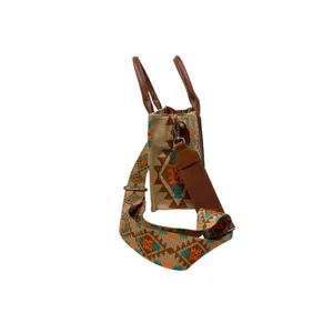 Wrangler Aztec Print Tote Bag Western Canvas Crossbody Strap Brown‎ Like New thumbnail 4