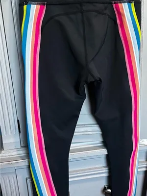 IVL High-Waist Black Leggings with Rainbow Side Stripe thumbnail 2