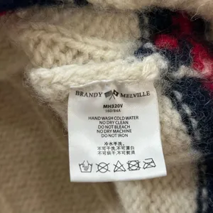 Brandy Melville Cable Knit Varsity V Neck Sweater Cream One Size Preppy thumbnail 7